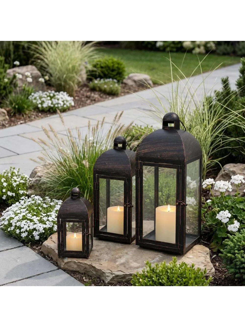 Set of 3 Vintage Farmhouse Lanterns - Large 23